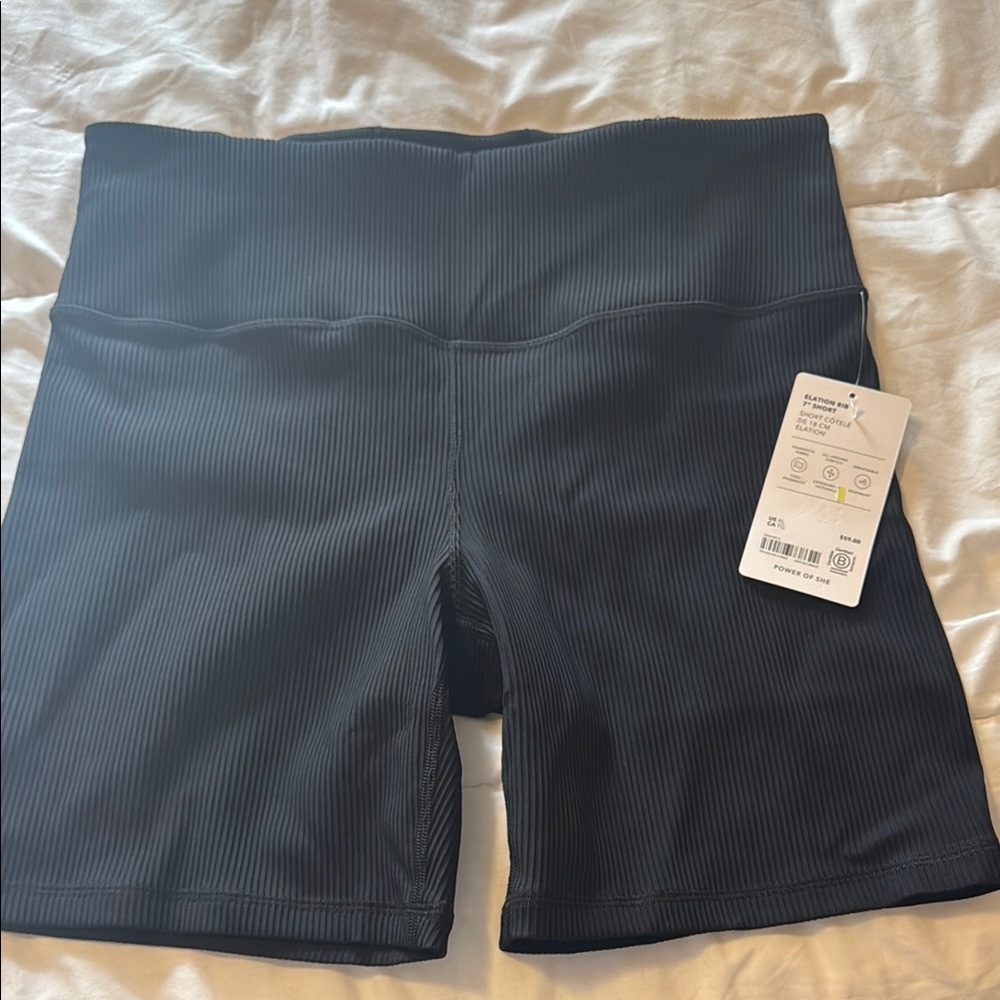 Women's Black Ribbed Shorts